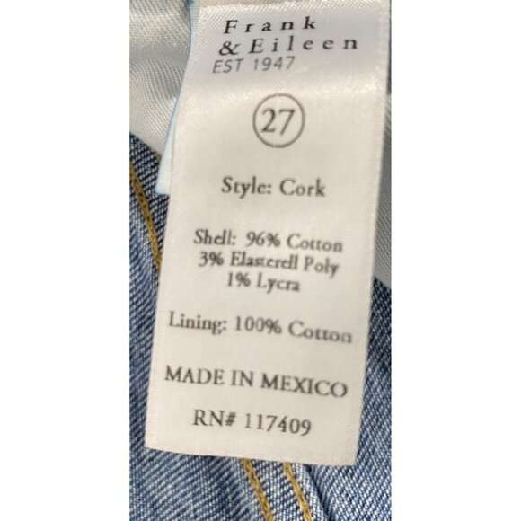 Frank & Eileen CORK Everyday Blue Everyday Denim size 27 slim straight high rise - Picture 7 of 14
